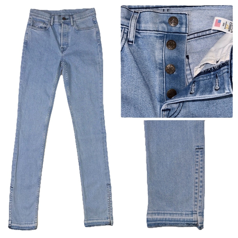 Cotton Citizen High Rise Skinny Jeans Button Fly‎ Raw Hem Light Wash 27 NWOT
